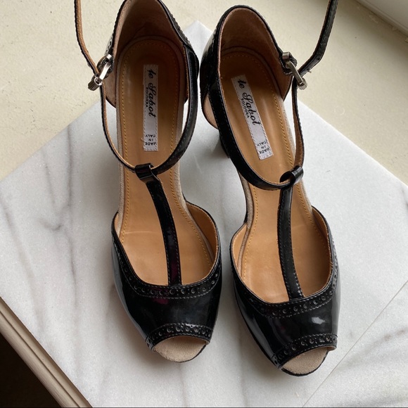 Made in Italy Black Patent leather & Suede Heels - Picture 5 of 7